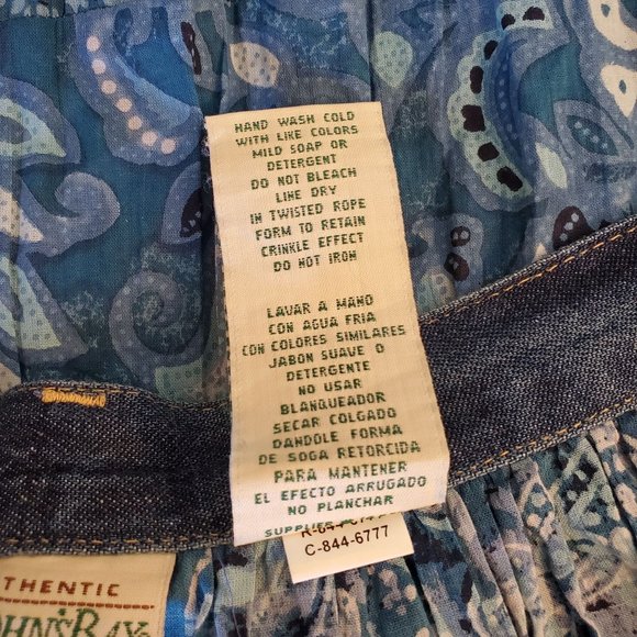 St Johns Bay 12 Blue Floral Ombre A Line Maxi Skirt‎ Modest Crinkle Lightweight - Picture 4 of 4